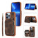 iPhone 13 Pro Max Zipper Card Bag Back Cover Phone Case - Brown