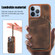 iPhone 13 Pro Max Zipper Card Bag Back Cover Phone Case - Brown