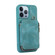 iPhone 13 Pro Max Zipper Card Bag Back Cover Phone Case - Turquoise