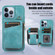 iPhone 13 Pro Max Zipper Card Bag Back Cover Phone Case - Turquoise