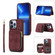 iPhone 13 Pro Max Zipper Card Bag Back Cover Phone Case - Wine Red