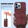 iPhone 13 Pro Max Zipper Card Bag Back Cover Phone Case - Wine Red