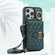 iPhone 13 Pro Max Horizontal Card Bag Ring Holder Phone Case with Dual Lanyard - Dark Green