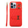 iPhone 13 Pro Max Horizontal Card Bag Ring Holder Phone Case with Dual Lanyard - Red