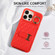 iPhone 13 Pro Max Horizontal Card Bag Ring Holder Phone Case with Dual Lanyard - Red