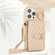 iPhone 13 Pro Max Horizontal Card Bag Ring Holder Phone Case with Dual Lanyard - Beige