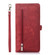 iPhone 13 Pro Max Zipper Card Slot Buckle Wallet Leather Phone Case - Red