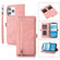iPhone 13 Pro Max Zipper Card Slot Buckle Wallet Leather Phone Case - Pink