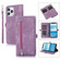 iPhone 13 Pro Max Zipper Card Slot Buckle Wallet Leather Phone Case - Purple