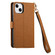 iPhone 13 Pro Max Love Zipper Lanyard Leather Phone Case - Brown