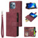 iPhone 13 Pro Max Multifunctional Phone Leather Case with Card Slot & Holder & Zipper Wallet & Photo Frame  - Wine Red