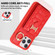 iPhone 13 Pro Max Vertical Card Bag Ring Holder Phone Case with Dual Lanyard - Red