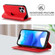 iPhone 13 Pro Max Rhombic MagSafe RFID Anti-Theft Wallet Leather Phone Case - Red