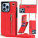 iPhone 13 Pro Max Cross-body Zipper Square Phone Case with Holder  - Red