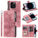 iPhone 13 Pro Max Multi-Card Totem Zipper Leather Phone Case - Pink