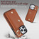 iPhone 13 Pro Max Zipper Card Bag Phone Case with Dual Lanyard - Brown