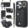 iPhone 13 Pro Max Zipper Card Bag Phone Case with Dual Lanyard - Black