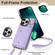 iPhone 13 Pro Max Zipper Card Bag Phone Case with Dual Lanyard - Purple