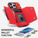 iPhone 13 Pro Max Zipper Card Bag Phone Case with Dual Lanyard - Red