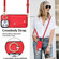 iPhone 13 Pro Max Zipper Card Bag Phone Case with Dual Lanyard - Red