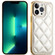 iPhone 13 Pro Max Suteni Electroplated Big Diamond Grid Leather Soft TPU Phone Case - White