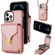 iPhone 13 Pro Max Zipper Hardware Card Wallet Phone Case - Rose Gold