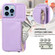 iPhone 13 Pro Max Crossbody Lanyard Zipper Wallet Leather Phone Case - Purple