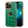 iPhone 13 Pro Max Denior Crocodile Texture Genuine Leather Electroplating Phone Case - Green