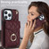 iPhone 13 Pro Max Rhombic Texture Card Bag Phone Case with Long Lanyard - Wine Red