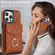 iPhone 13 Pro Max Rhombic Texture Card Bag Phone Case with Long Lanyard - Brown