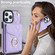 iPhone 13 Pro Max Rhombic Texture Card Bag Phone Case with Long Lanyard - Light Purple