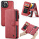iPhone 13 Pro Max CaseMe 007 Multifunctional Detachable Billfold Phone Leather Case  - Red