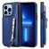 iPhone 13 Pro Solid Color Double Buckle Zipper Shockproof Phone Case  - Blue
