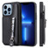 iPhone 13 Pro Solid Color Double Buckle Zipper Shockproof Phone Case  - Black