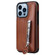 iPhone 13 Pro Solid Color Double Buckle Zipper Shockproof Phone Case  - Brown