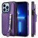 iPhone 13 Pro Solid Color Double Buckle Zipper Shockproof Phone Case  - Purple