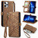 iPhone 13 Pro Geometric Zipper Wallet Side Buckle Leather Phone Case - Brown