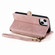 iPhone 13 Pro Geometric Zipper Wallet Side Buckle Leather Phone Case - Pink