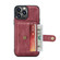 iPhone 13 Pro JEEHOOD Anti-theft Brush Magnetic PU + TPU Protective Case with Card Slot  - Red