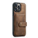 iPhone 13 Pro JEEHOOD Anti-theft Brush Magnetic PU + TPU Protective Case with Card Slot  - Brown