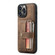 iPhone 13 Pro JEEHOOD Anti-theft Brush Magnetic PU + TPU Protective Case with Card Slot  - Brown