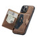 iPhone 13 Pro JEEHOOD Retro Magnetic Detachable Protective Case with Wallet & Card Slot & Holder  - Brown