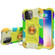 iPhone 13 Pro Shockproof Silicone + PC Protective Case with Dual-Ring Holder  - Colorful Yellow Green