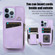 iPhone 13 Pro Zipper Card Bag Back Cover Phone Case - Purple