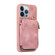 iPhone 13 Pro Zipper Card Bag Back Cover Phone Case - Pink