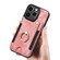 iPhone 13 Pro Retro Skin-feel Ring Multi-card Wallet Phone Case - Pink