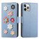 iPhone 13 Pro Stereoscopic Flowers Leather Phone Case  - Blue