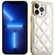 iPhone 13 Pro Suteni Electroplated Big Diamond Grid Leather Soft TPU Phone Case - White