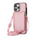 iPhone 13 Pro Rhombic Texture RFID Phone Case with Lanyard & Mirror - Rose Gold