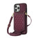 iPhone 13 Pro Rhombic Texture RFID Phone Case with Lanyard & Mirror - Wine Red